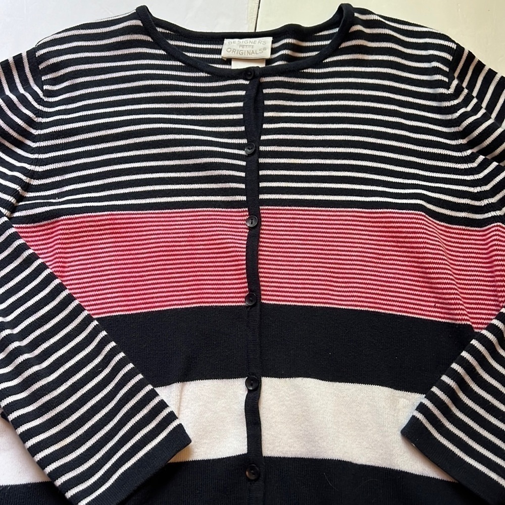 Designers Petite Originals red White Blue Patriotic Sweater July 4th L